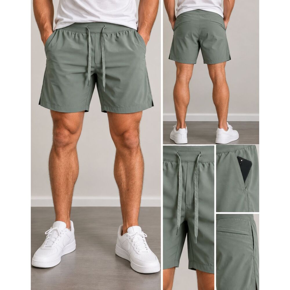 lululemon athletica Men's Sage Green Drawstring Athletic Shorts